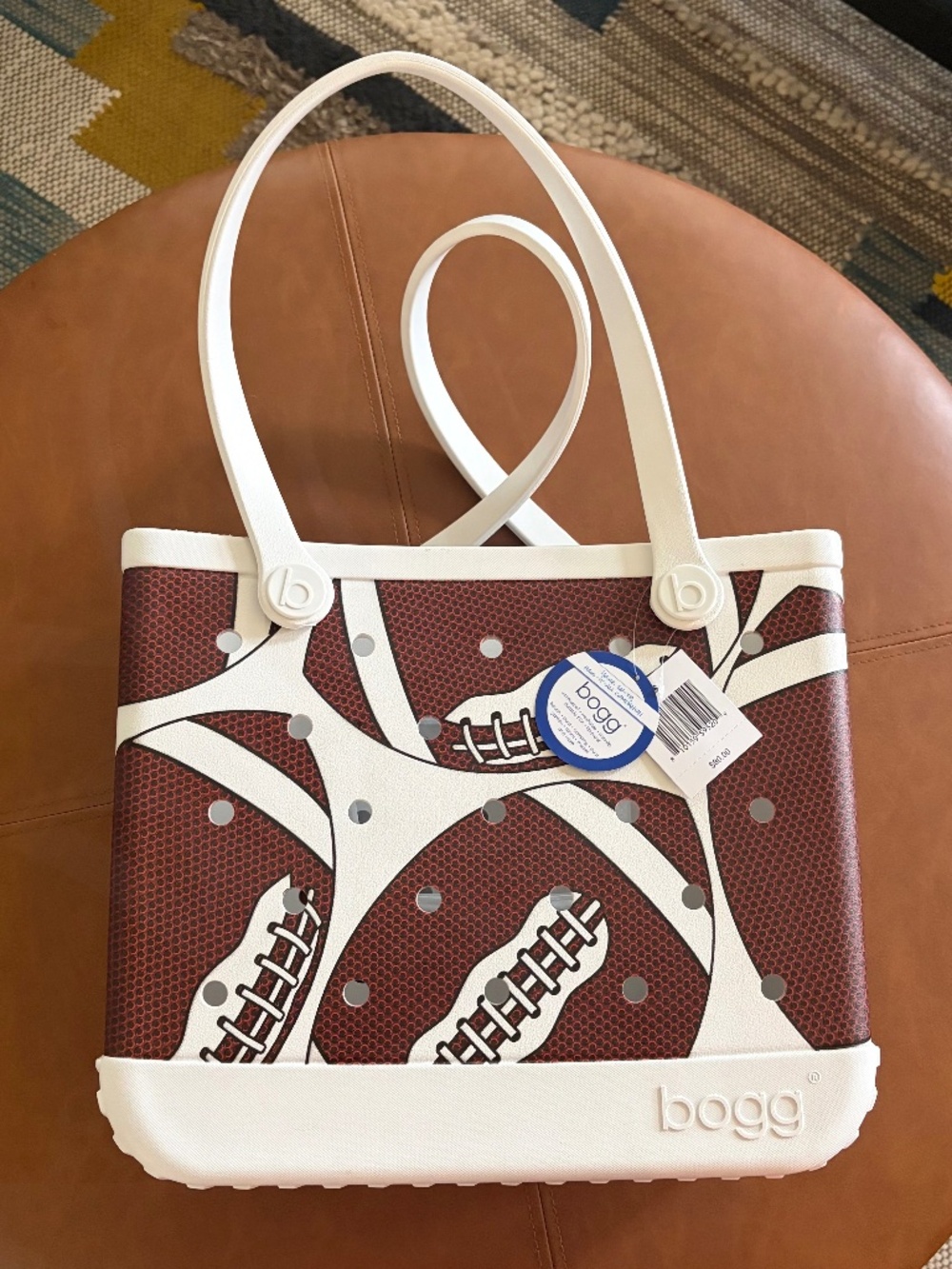Bogg bag the Baby Bag Football themed plastic sports tote Fair catch print NWT